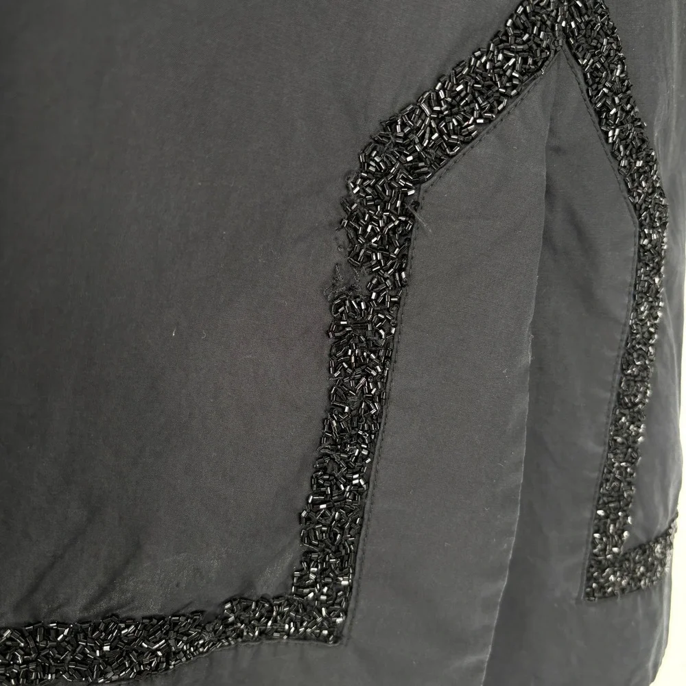 Tory Burch Cotton Tunic‎ Blue Black Embroidered Beaded Boho Top Size 6